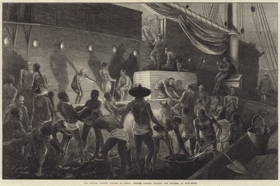 Voyage de notre artiste spécial en Chine, coolies chinois chargeant le charbon sur le vapeur à Hong-Kong - Matthew White Ridley